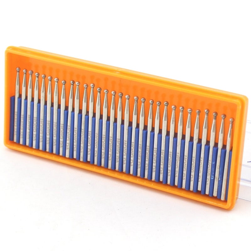 JINGLING Diamond Grinding Bits 2.5mm Spherical Head Bur w Shank 2.35mm Pack of 30Pcs - Image 1